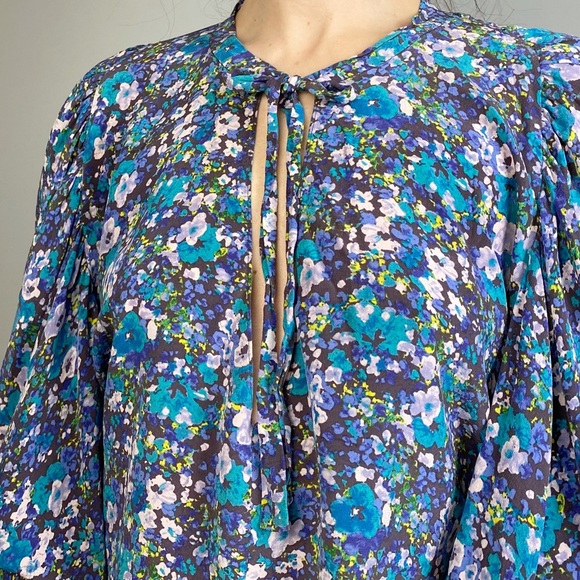 Rebecca Taylor Silk Floral Peasant Blouse - Picture 3 of 12